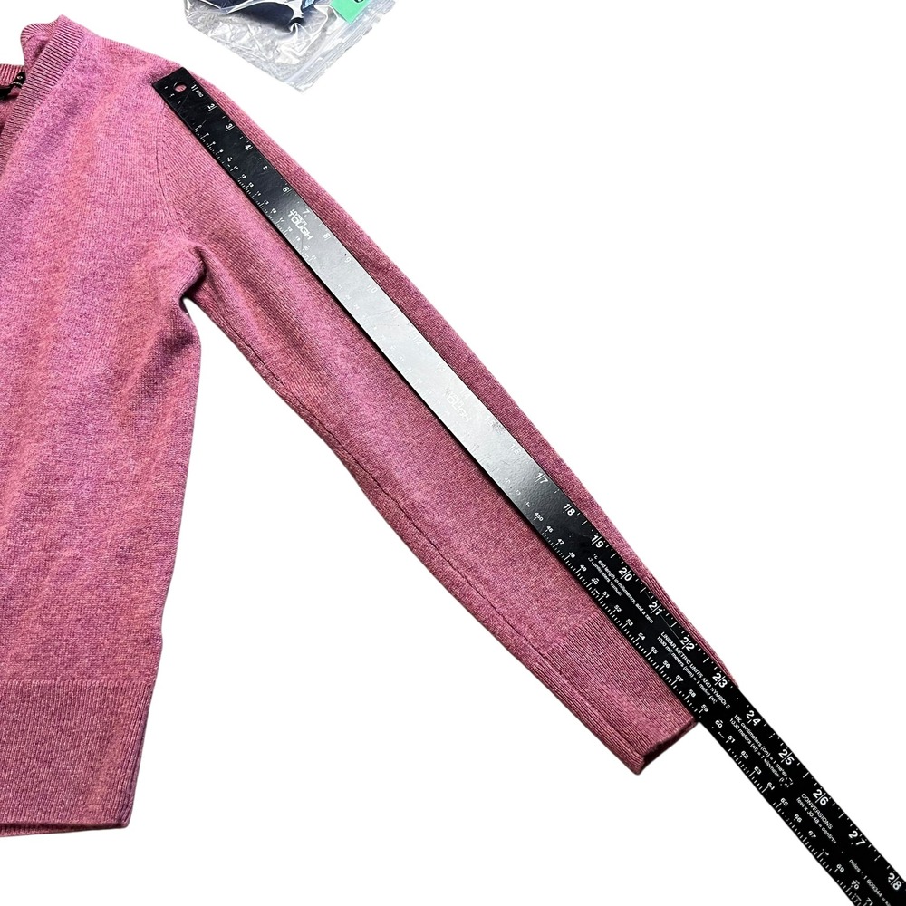 Quince Mongolian Cashmere V-Neck Sweater Magenta Pink Heather Small - Picture 9 of 9